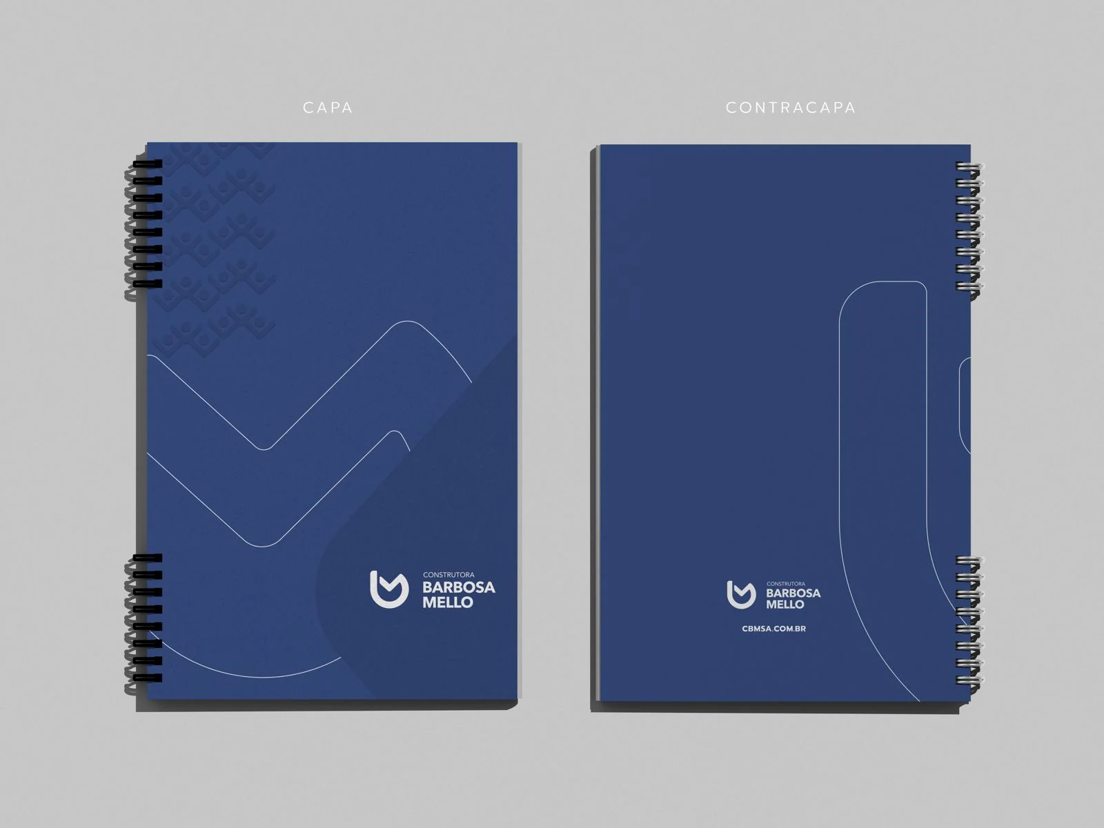 Caderno institucional desenvolvido para a Construtora Barbosa Mello